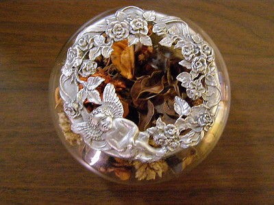 Pewter Top Glass Potpourri Bowl 4.5 