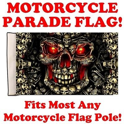 SKULL MADE OF SKULLS Flag For Motorcycle Flag Pole   UNIVERSAL Fits 