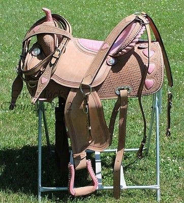 Cowgirl Up 16 Western Pink Alligator Roughout High Back Saddle Set 