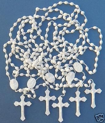 Economic Nylon & Cord Plastic White Beads ROSARIES