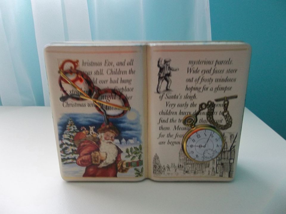 Silver Crane Company Christmas Eve Santa Clause Large Book Tin 