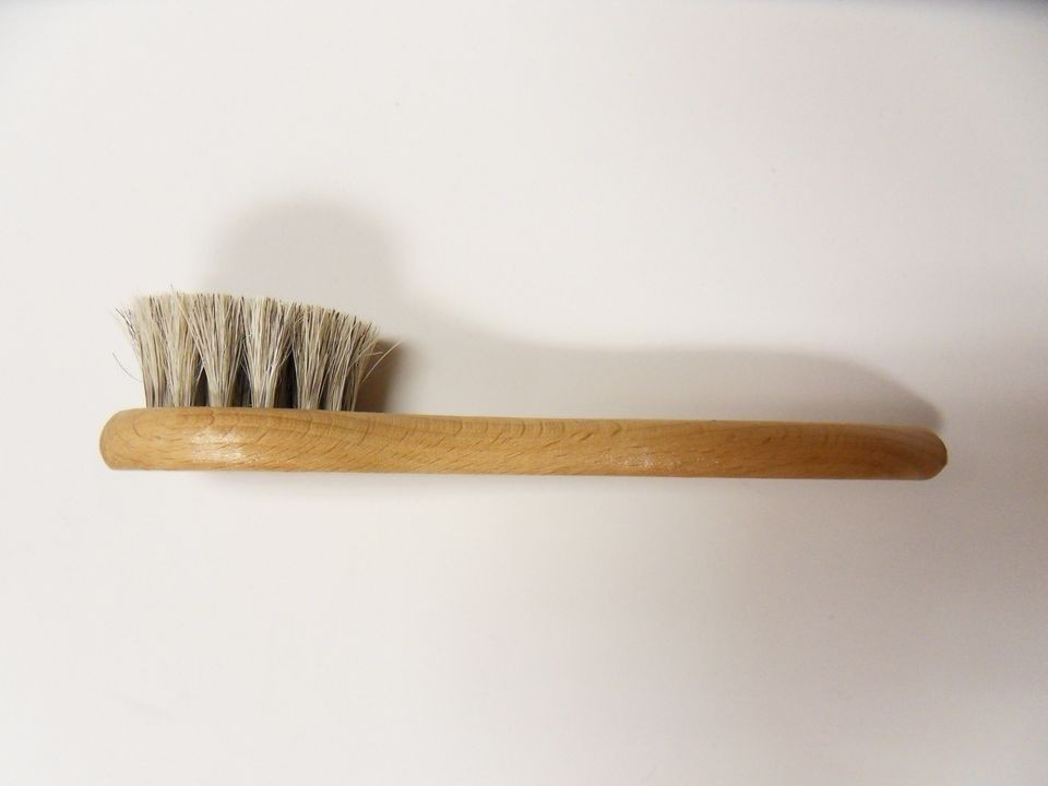 Professional White Shoe Shine Buffing Brush Horsehair Horse Hair Wood 