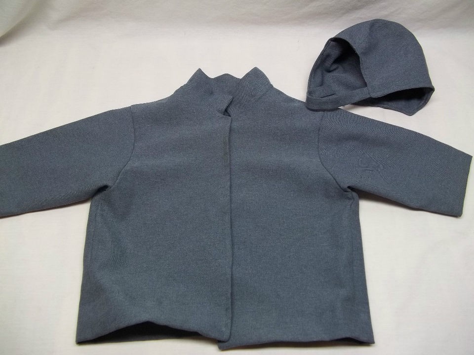 Authentic Amish Baby Toddler Boys Gray Coat Jacket And Cap Hat 