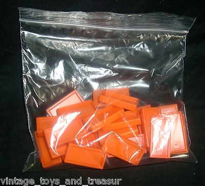 25 VINTAGE PRESSMAN DOMINO RALLY DOMINOES ORANGE REFILL PIECES FOR SET 