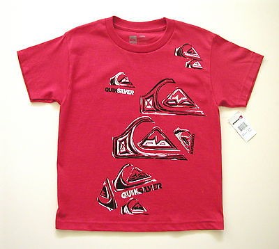 New Quiksilver Surfwear Red Short Sleeve T Shirt Boys S M