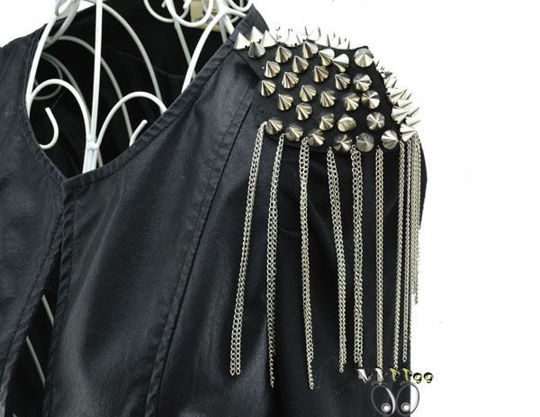 3D Punk Retro Rivets Tassel Brooch Epaulette (Free Track.no. Air Mail)