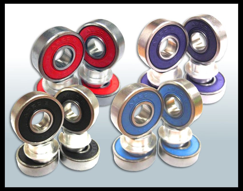 Scooter Parts 4x ABEC 9 Bearings+Space​r Black/Purple/B​lue/Red 