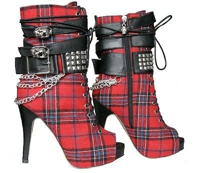 ABBEY DAWN MFP PLATFORM BOOTIE TARTAN WOMEN US SIZE 8