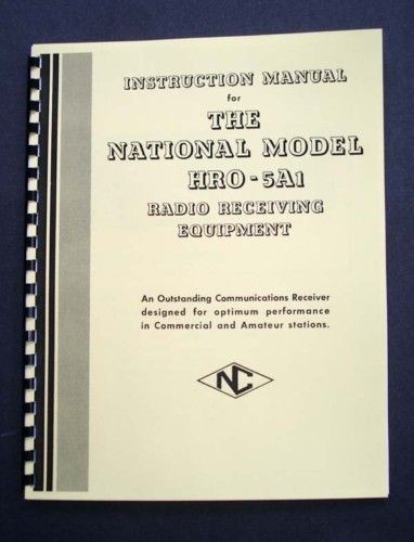 NATIONAL Model HRO 5A1 Radio Receiver manual