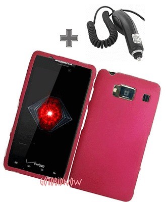 for Motorola Droid RAZR MAXX HD PINK HARD PLASTIC PHONE COVER CASE+CAR 