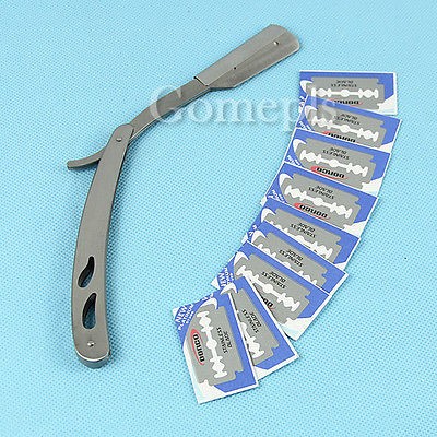   Barber Edge Steel Razors Folding Shaving Knife With10pcs Blades