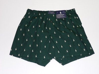 Polo Ralph Lauren Mens S L XL Green All Over Pony Boxer Shorts 