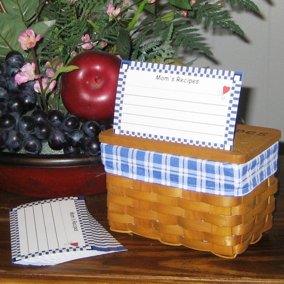 MOM WOODEN RECIPE BOX 50 CARDS New Fast Free US Shipping