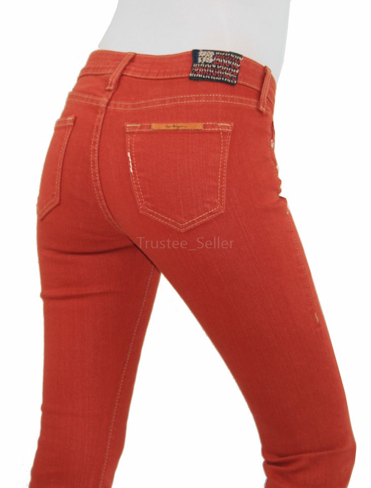   Stretch Skinny Women Jeans Halle Phantom American Flag Tomato Red