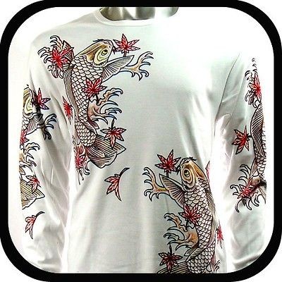 Irezumi Tattoo LS Long Sleeve T Shirt Rock RL2 Sz XL Koi Fish Indie 