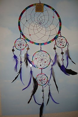 Large Handmade Holographic Rainbow Triple Dreamcatcher & Mirrors~HR1 