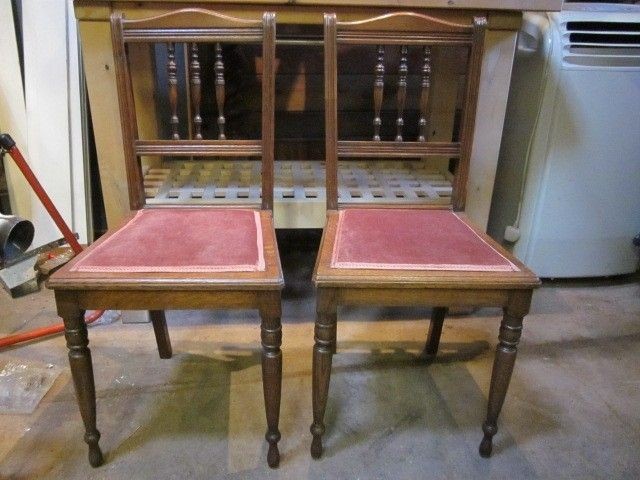   Edwardian Solid Oak Bedroom Chairs with Pink Upholstery. Quality Made