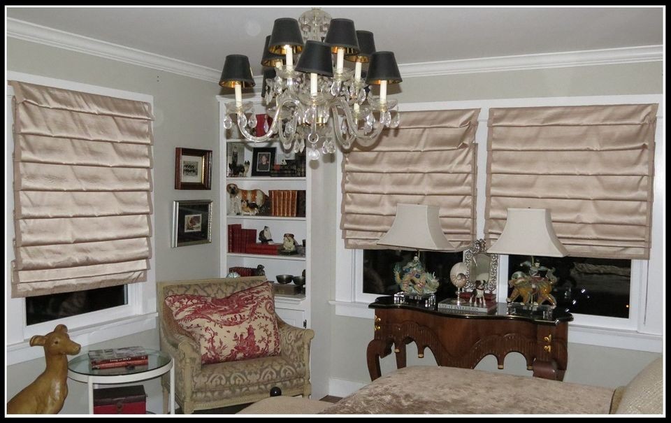 Spectacular Trio of Quatrain Silk Roman Shades Window Treatments Seed 