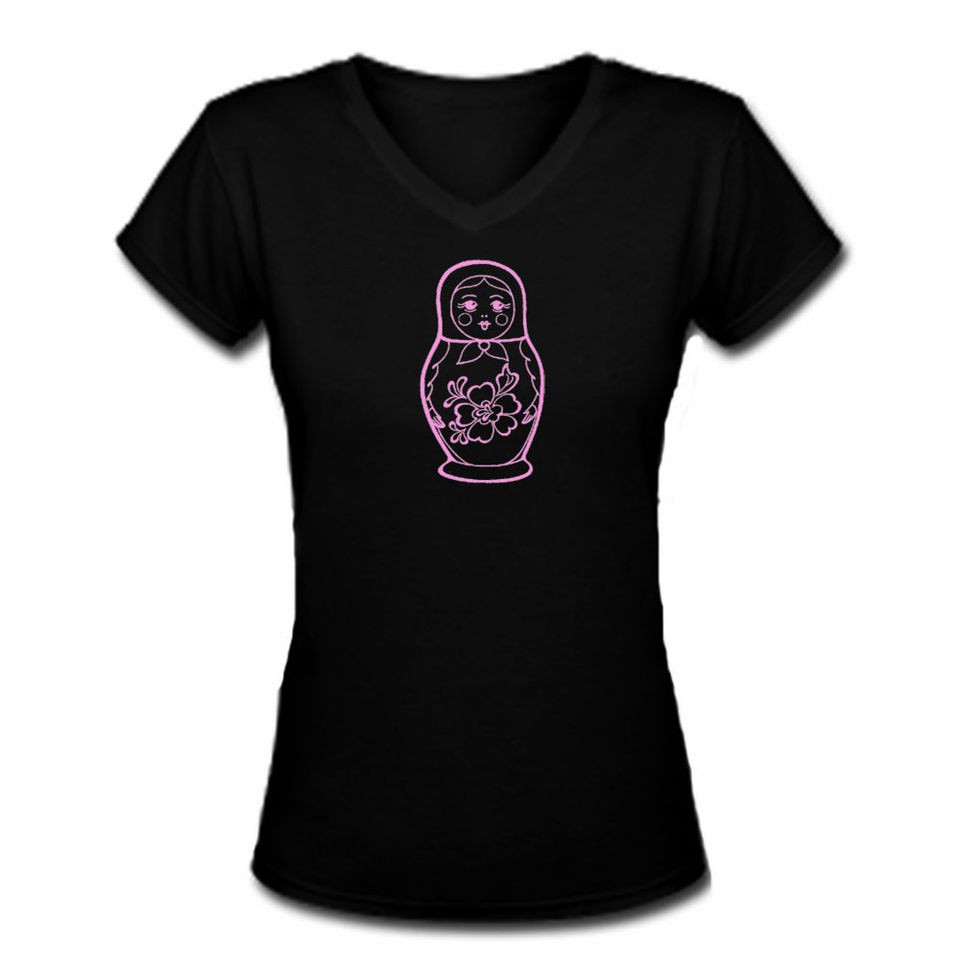 Babushka matryoshka russian doll women slim folk t shirt size L