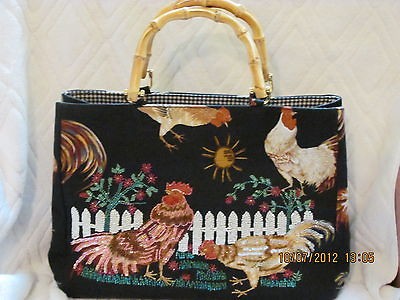 Isabella Fiore beaded black rooster chicke​n purse handbag