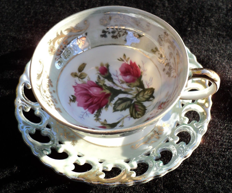 ROYAL SEALY CHINA CUP AND SAUCER SET LATTICE WORK EDGE JAPAN