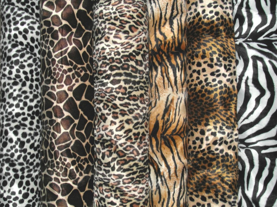 ANIMAL PRINT VELBOA FAUX FUR VELOUR FABRIC MATERIAL   SOLD BY 1/2 