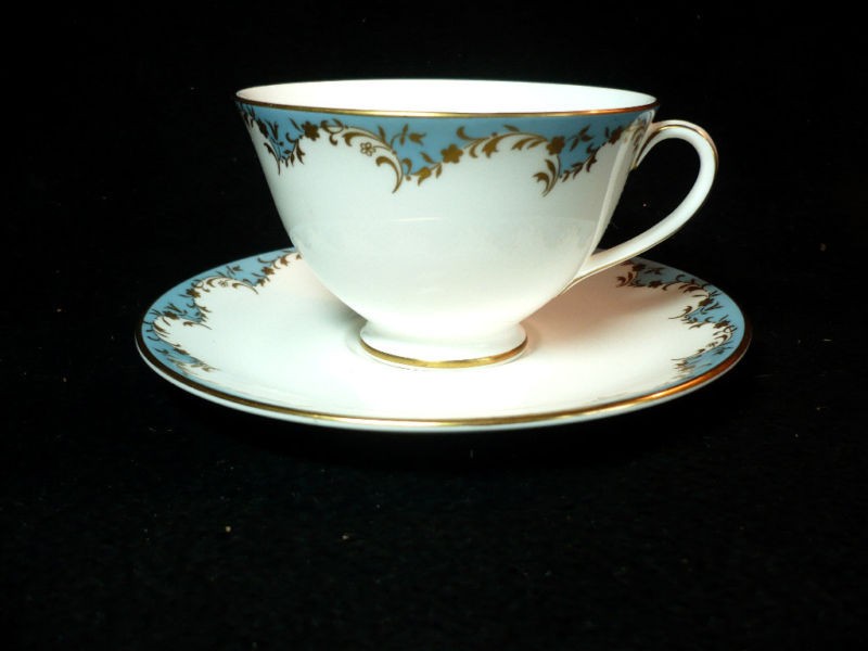 ROYAL DOULTON BLUE MARLBOROUGH TEA CUP AND SAUCER