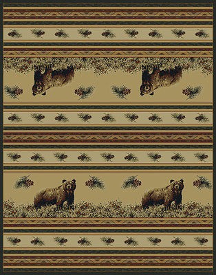   BEAR rustic 2x3 area rug CABIN carpet  Actual Size 1 10 x 3