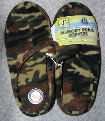 NEW SPA SENSATIONS Memory Foam Mens Camo Slippers Scuffs Size 9 10 11 