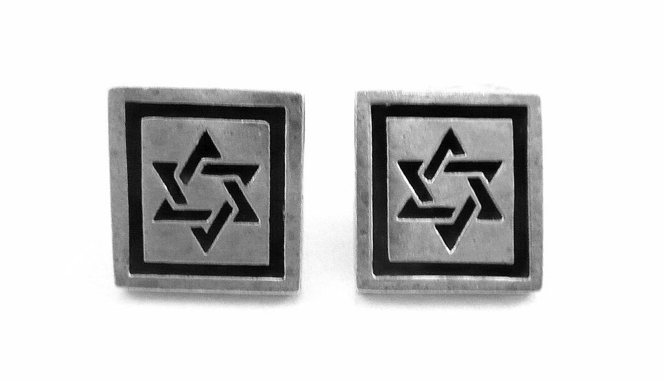   1950s Fenwick & Sailors Sterling Silver STAR OF DAVID Cuff Links