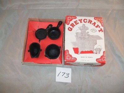 MINIATURE POTS PANS GREYCRAFT Toy Cast Iron NEW Old Stock