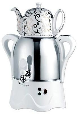 Ovente Samovar Stainless / White Electric Tea Maker S19W 1L Teapot 