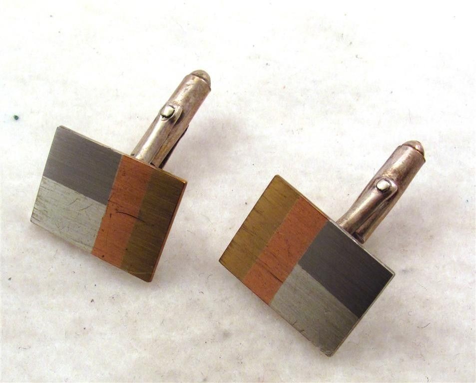 VINTAGE MODERNIST STERLING SILVER CUFFLINKS   RAZ   MEXICO