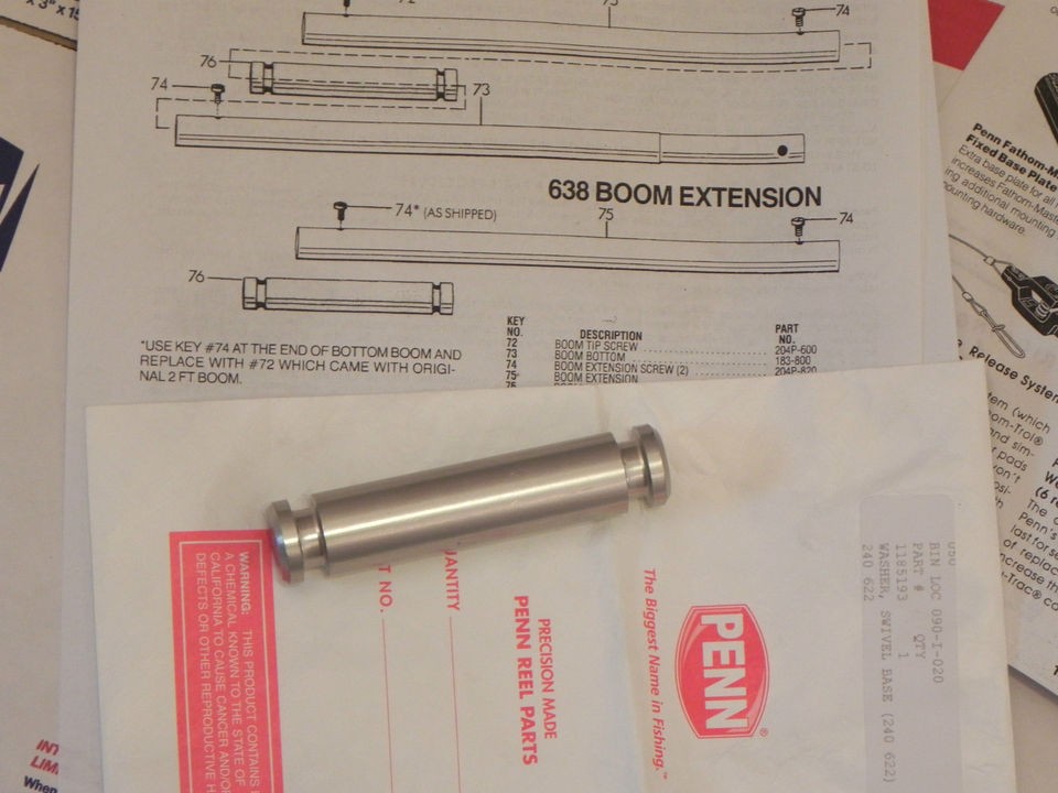 PENN DOWNRIGGER PARTS   BOOM EXTENSION REPLACEMENT STUD   NEW