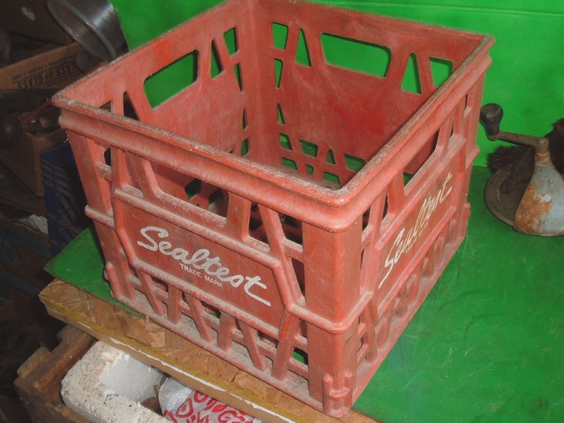 vintage dairy milk crate container plastic storage