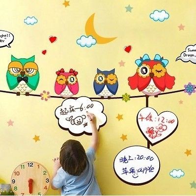 Owl Family Whiteboard Wall Decal Art Vinyl Nursery Sticker Kids 