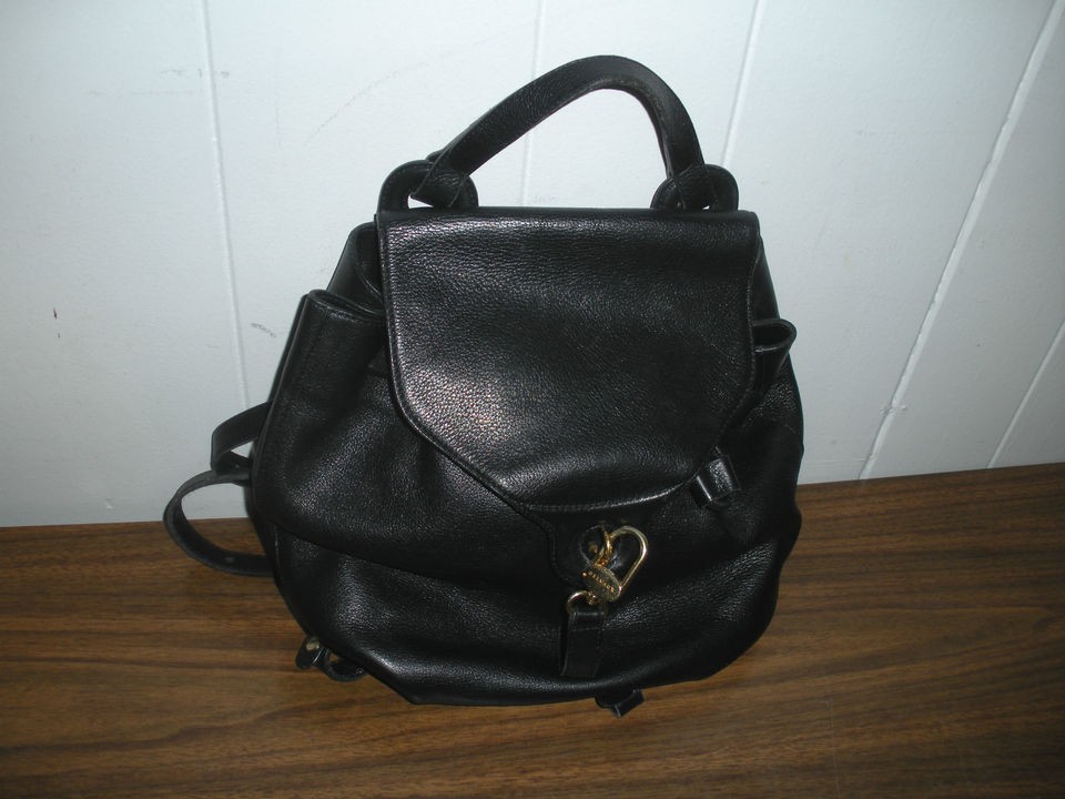 GENUINE BLACK LEATHER DELVAUX BRUXELLES BACKPACK MODELE DEPOSE 