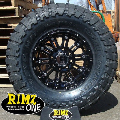   Hoss 795 Black wheels 33x12.50R18 Toyo MT 33 tires GM Ford JK Dodge