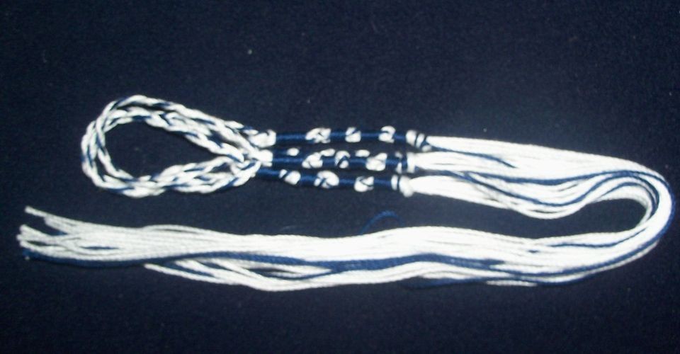 BRAIDED TZIT TZIT NAVY BLUE & WHITE  MESSIANIC/TZI​TZIT