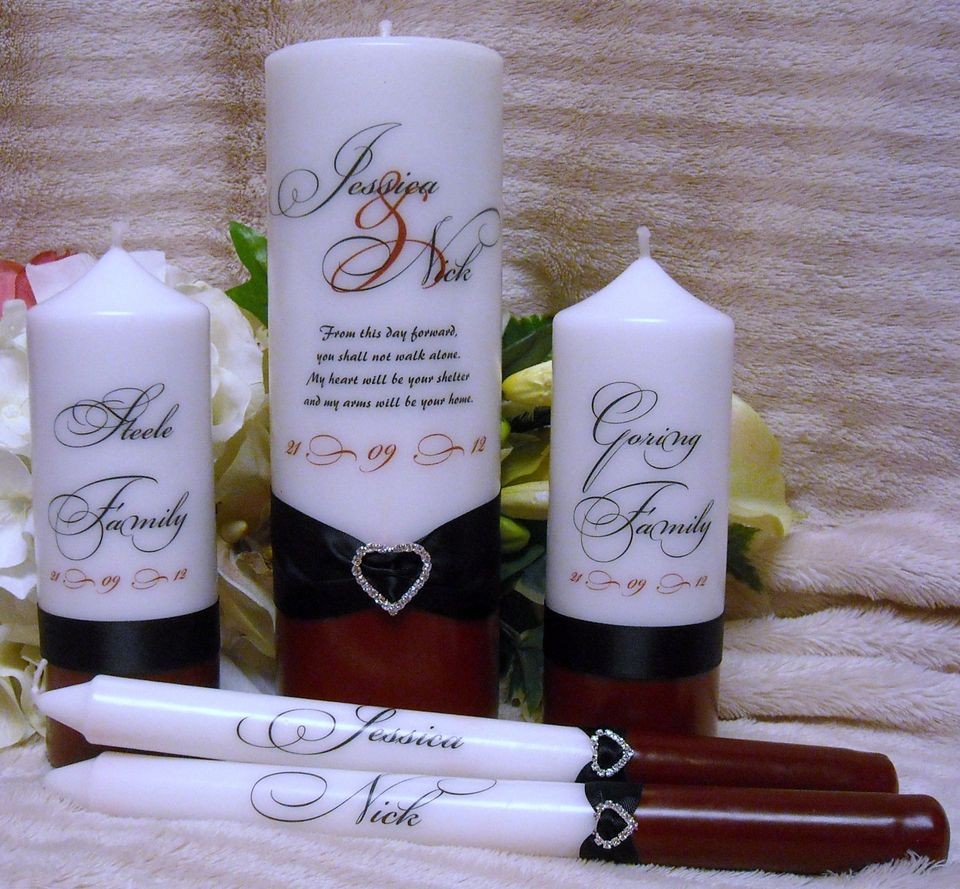 Unity Candle Set Two Tone Color Design Personalized   Your choice of 