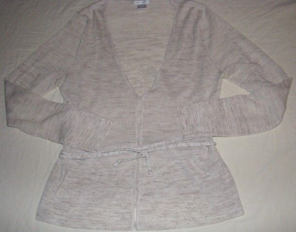 WORTHINGTON Cardigan/Sweater Womans size L Large/12 14 Beige Belted