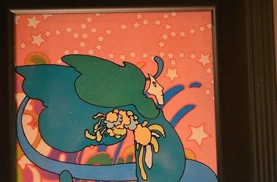 PETER MAX TITLE ZEN STAR WATCHER PRINT SIZE 5X5 FRAMED 8X8 A RARE FIND