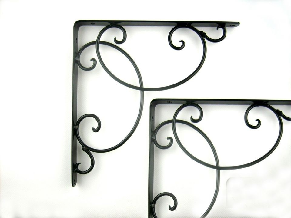 Pair Of 7x7 Iron Metal Wall Shelf Brackets Brace Black Color