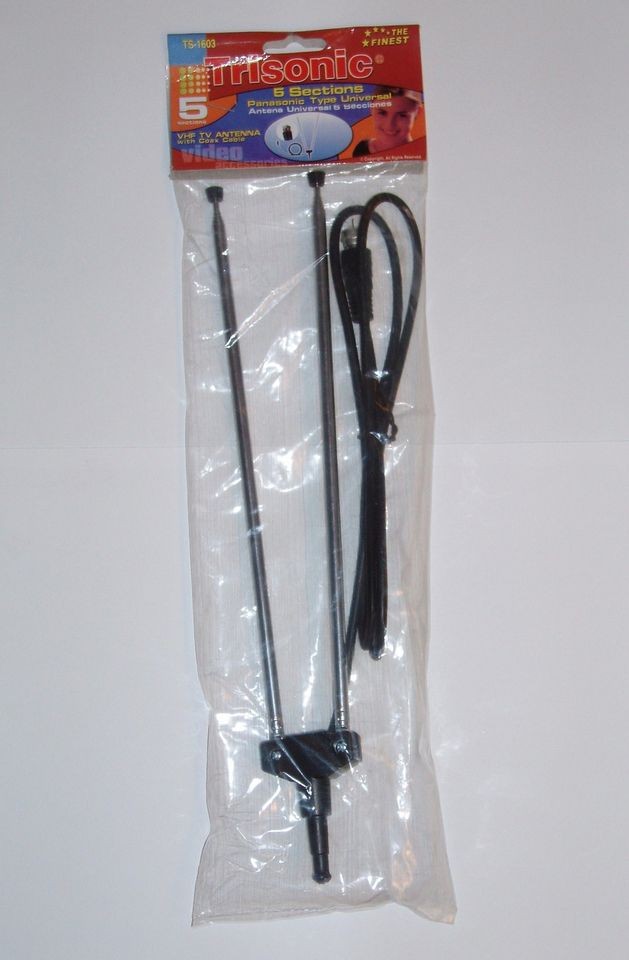 Panasonic Type Universal Rabbit Ear VHF TV Antenna with Coax Cable New