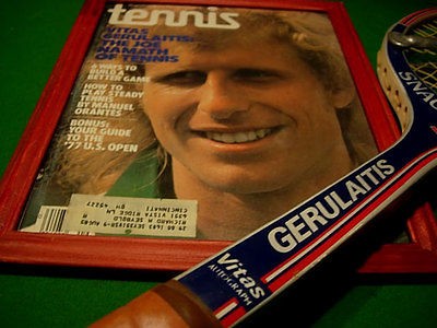 VINTAGE SNAUWAERT VITAS GERULAITIS TENNIS RACKET + MEMORABILIA