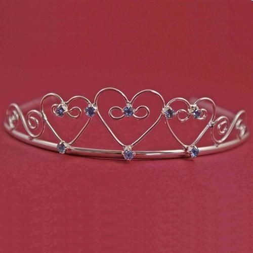 Crystal Triple Heart Scroll Design Tiara Bridal Prom