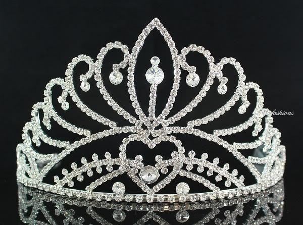 MAJESTIC RHINESTONE CROWN TIARA WITH HAIR COMBS PAGEANT BRIDAL PROM 