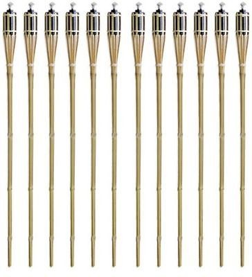 TIKI TORCHES BAMBOO SET OF 12 EACH ~48 INCHES~ NEW REFILLABLE METAL 