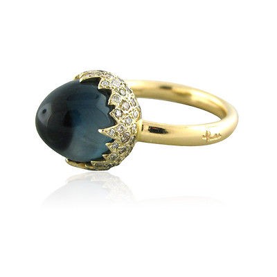 POMELLATO CHIMERA 18K GOLD BLUE TOPAZ DIAMOND RING $6300