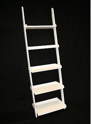 Tier Leaning Wall Shelf Ladder Shelf in White